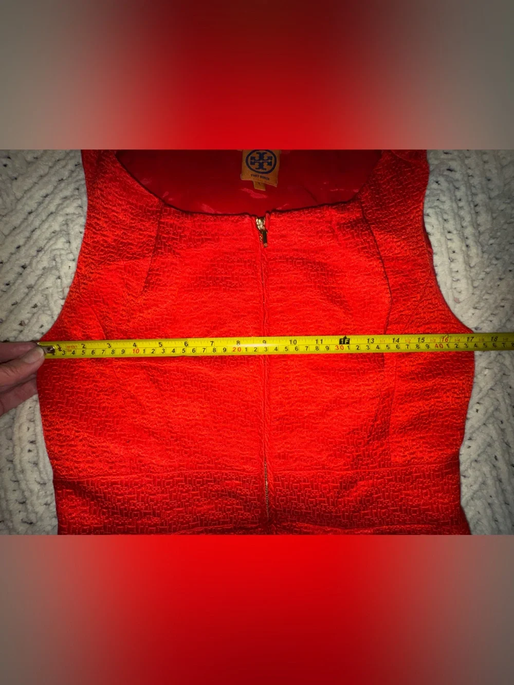 Tory Burch Zachary Poppy Red Textured Silk Blend Sheath Dress Size 4